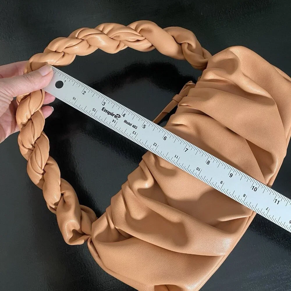 Mango Twisted Strap Baguette Bag Small Underarm Shoulder Bag Zipper Closure - Picture 13 of 14